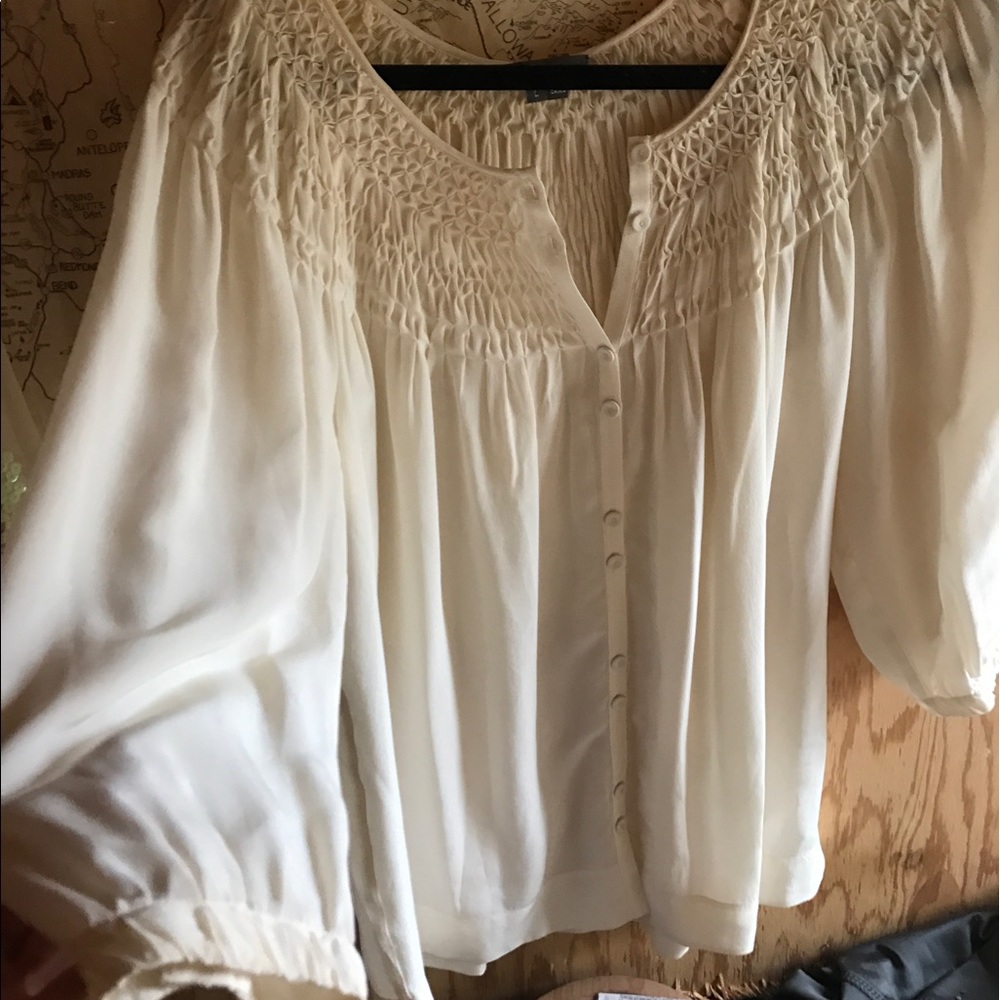 Vince 100% silk smocked blouse